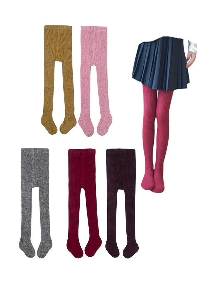 Looching 4/5 Pack Baby Girls Boys Tights Toddler Cable Knit Leggings Seamless Cotton Dress Cotton Footed Stockings - Image 1