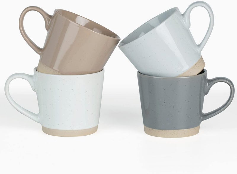 Famiware مجموعة أكواب القهوة من فامي وير لـ 4 أكواب سعة 12 أونصة مع مقبض للقهوة والشاي والكاكاو والحليب سلسلة زحل متعددة الألوان - Image 1