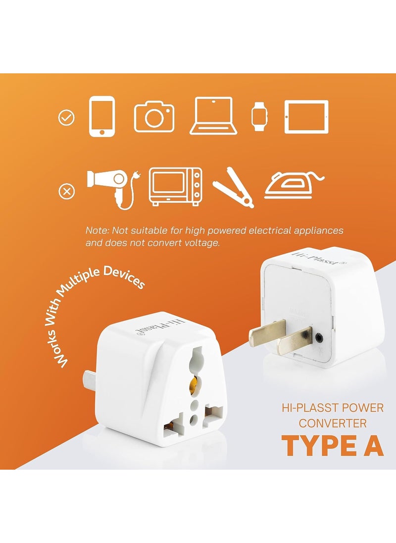 HI PLASST PINS N PLUGS HiPlasst Pack of 3 US Travel Adapter Type A Plug Adapter for USA Canada Mexico Japan Thailand Philippines India to USA Converter 2 Pin Plug Adapter  - Image 2