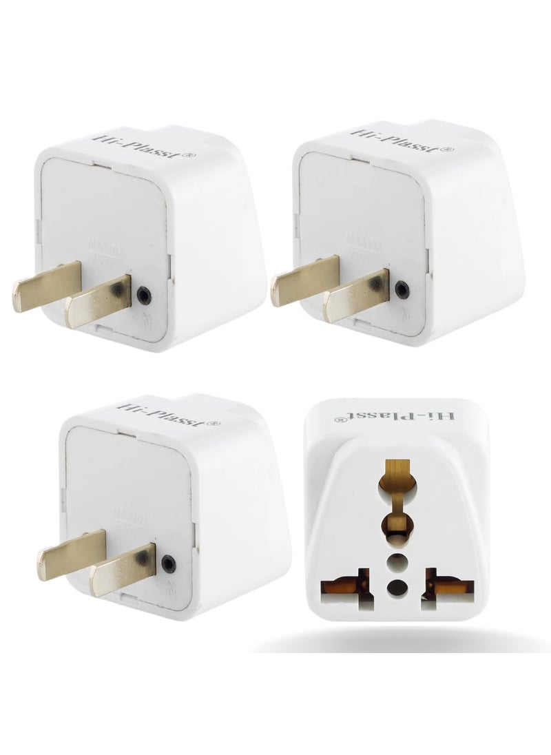 HI PLASST PINS N PLUGS HiPlasst Pack of 3 US Travel Adapter Type A Plug Adapter for USA Canada Mexico Japan Thailand Philippines India to USA Converter 2 Pin Plug Adapter  - Image 1