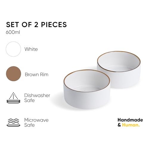 Shay Ceramic Cereal Bowl Set, 15cm, 2 Pieces, White | Matte Finish | Ceramic Serving Bowls | Ceramic Bowl (Japandi Cereal Bowl Set of 2 - White) - Image 2