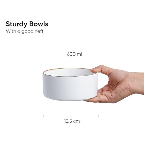 Shay Ceramic Cereal Bowl Set, 15cm, 2 Pieces, White | Matte Finish | Ceramic Serving Bowls | Ceramic Bowl (Japandi Cereal Bowl Set of 2 - White) - Image 3