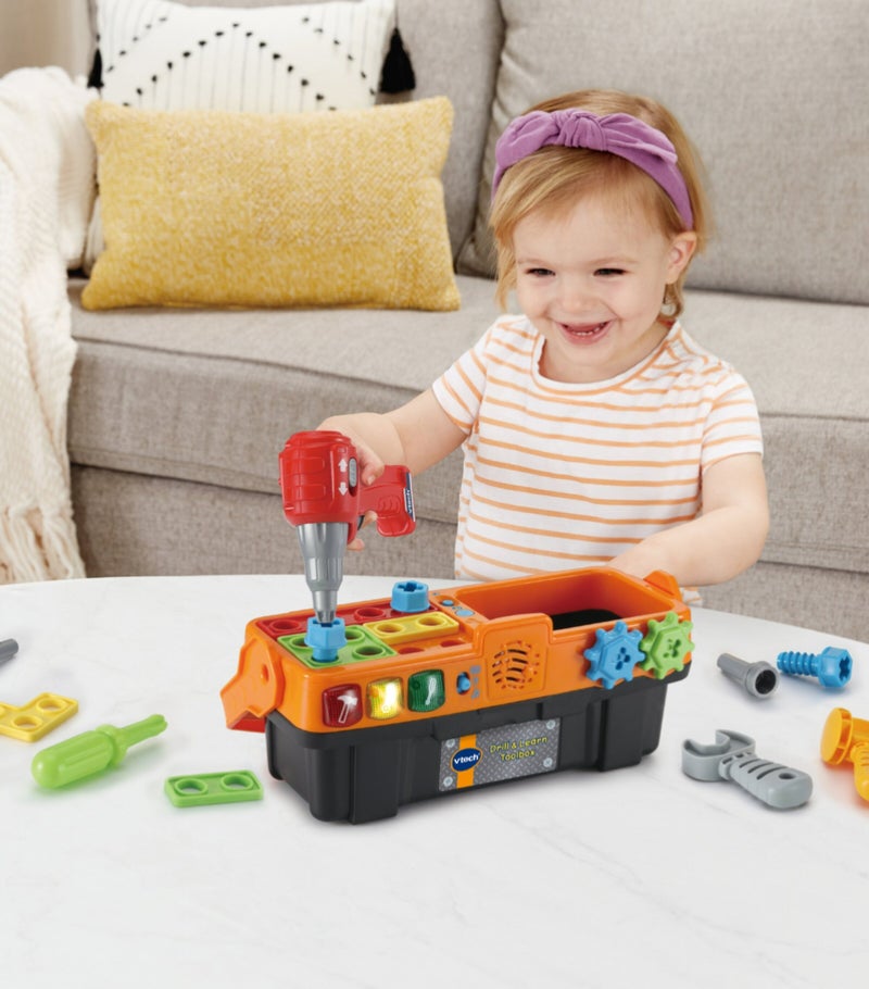 Vtech Drill & Learn Electronic Toolbox Toy with Interactive Drill, Tools, Lights & Music – Educational DIY Playset for Toddlers - Image 3