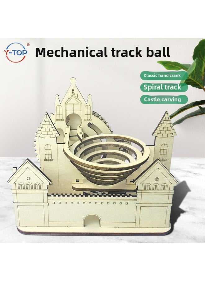 null - Wooden Track Ball Handmade Diy Puzzle Mechanical Transmission Model Children's Toy Creative Three-dimensional Puzzle-Color:Mechanical Track Ball - Image 1