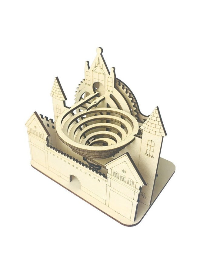 null - Wooden Track Ball Handmade Diy Puzzle Mechanical Transmission Model Children's Toy Creative Three-dimensional Puzzle-Color:Mechanical Track Ball - Image 1