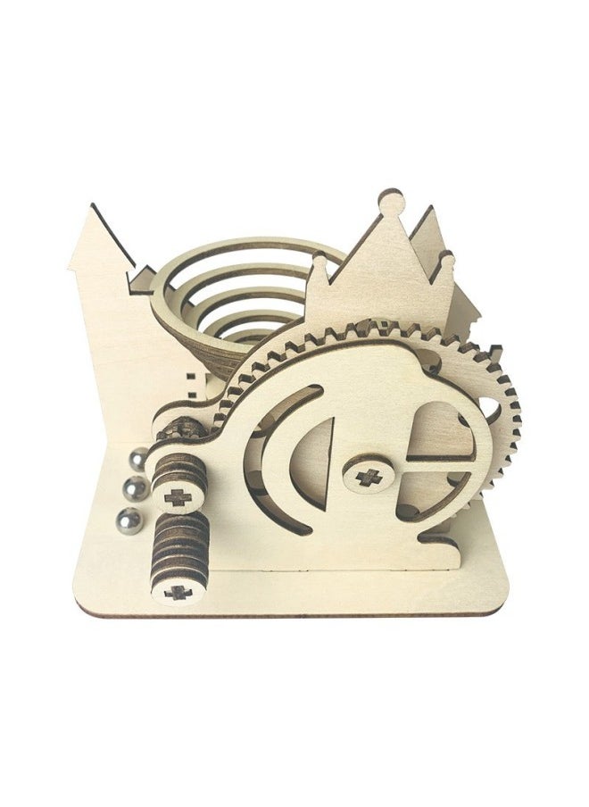 null - Wooden Track Ball Handmade Diy Puzzle Mechanical Transmission Model Children's Toy Creative Three-dimensional Puzzle-Color:Mechanical Track Ball - Image 1