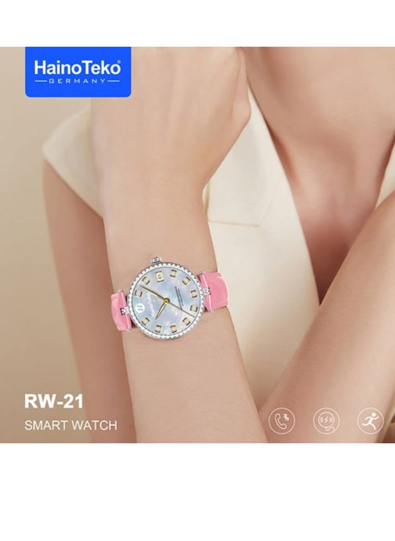 Haino Teko RW-21 Smart Watch Elegant Design With 2 Leather Straps For Women And a Wireless Charger Multicolour  - Image 2