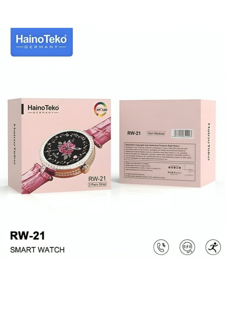 Haino Teko RW-21 Smart Watch Elegant Design With 2 Leather Straps For Women And a Wireless Charger Multicolour  - Image 1