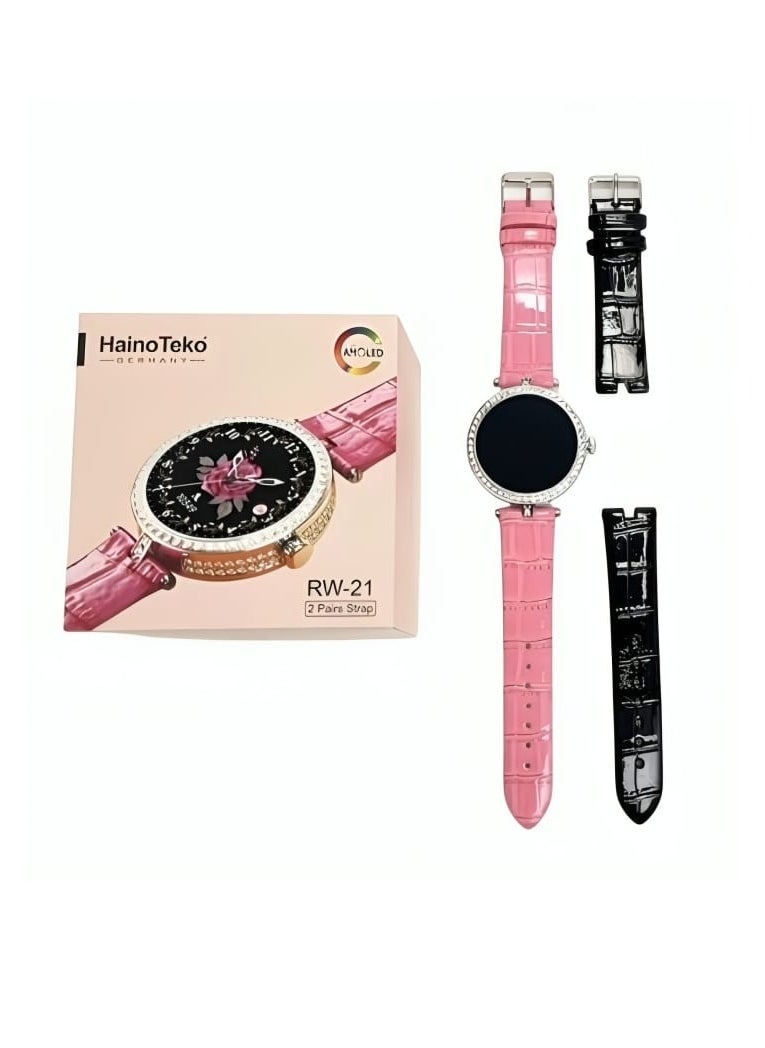 Haino Teko RW-21 Smart Watch Elegant Design With 2 Leather Straps For Women And a Wireless Charger Multicolour  - Image 3