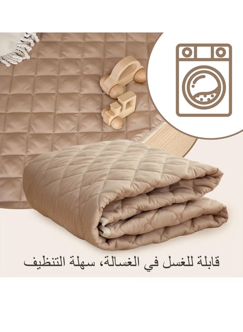 شو وو خيمة لعب للأولاد والبنات مع حصيرة ومركز أنشطة للأطفال مع نوافذ وخيمة كبيرة قابلة للغسل للأطفال الصغار ومنزل ألعاب للأطفال وهدية عيد ميلاد لديكور غرفة اللعب للأولاد والبنات، بني - Image 5