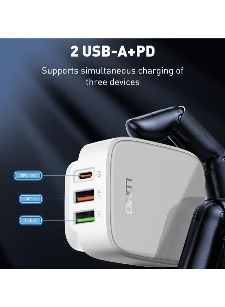 JAJEEK Q334 PD Fast Charger – EU, US, UK Compatible Type-C 2 USB Ports, Multiple Output Adapter, Mobile Phone Travel Wall Charger, Compact & Efficient, White - Image 4