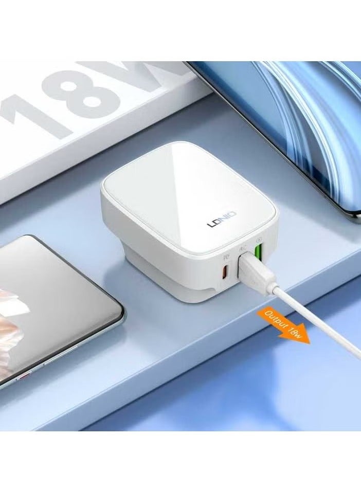 JAJEEK Q334 PD Fast Charger – EU, US, UK Compatible Type-C 2 USB Ports, Multiple Output Adapter, Mobile Phone Travel Wall Charger, Compact & Efficient, White - Image 3