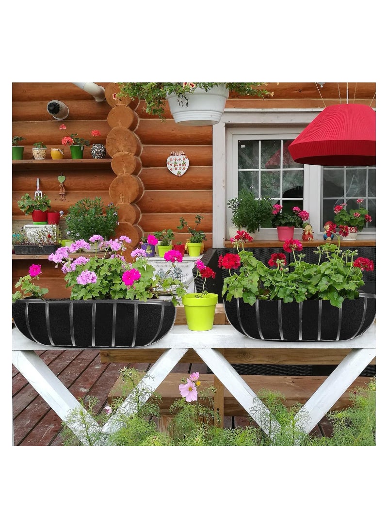 Excefore 24 Inch Planter Basket Liners Fabric Window Box Liners Felt Trough Planter Liner Replacement Black Flower Basket Liner Non-Woven Hanging Plant Liner for Planters Garden Fence, 3PCS - Image 2