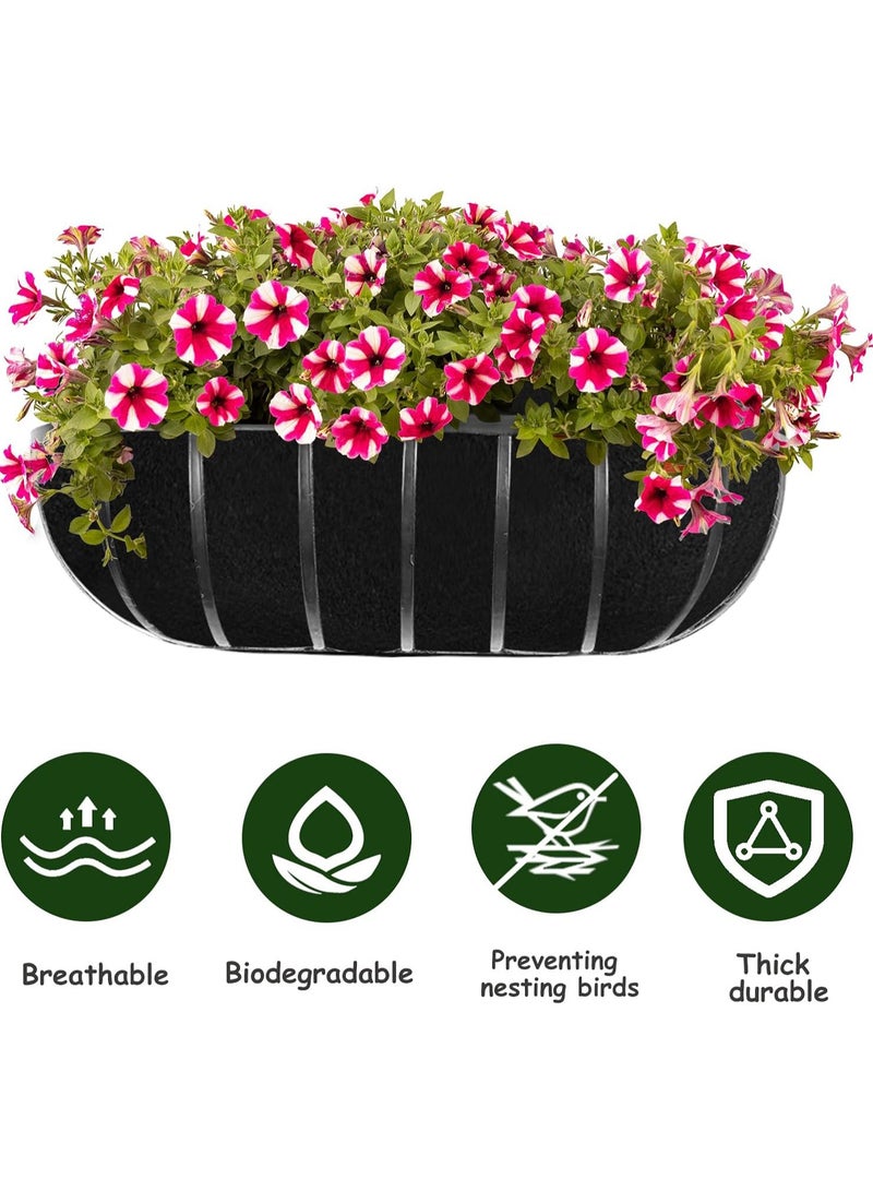 Excefore 24 Inch Planter Basket Liners Fabric Window Box Liners Felt Trough Planter Liner Replacement Black Flower Basket Liner Non-Woven Hanging Plant Liner for Planters Garden Fence, 3PCS - Image 4