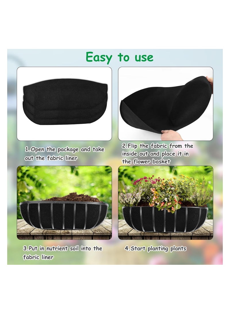 Excefore 24 Inch Planter Basket Liners Fabric Window Box Liners Felt Trough Planter Liner Replacement Black Flower Basket Liner Non-Woven Hanging Plant Liner for Planters Garden Fence, 3PCS - Image 5