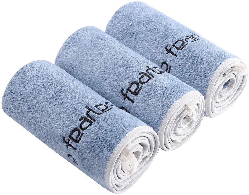 BOBOR Gym Towels Set, Microfiber Sports Towel for Men and Women, Super Soft and Quick-Drying 3-Pack Set Towel, for Tennis, Yoga, Cycling, Swimming (Blue 3 Pack, 14" x 29") - Image 1