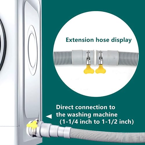 Elyfree 6.5 Feet Washing Machine Drain Hose Universal, Flexible Washer Drain Hose Extension Kits Corrugated Dishwasher Hose w/ 1 Adapter 4 Clamps 1 U-Bend Holder - Image 3