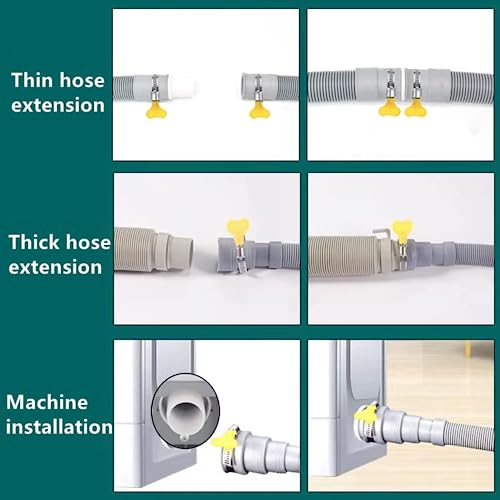 Elyfree 6.5 Feet Washing Machine Drain Hose Universal, Flexible Washer Drain Hose Extension Kits Corrugated Dishwasher Hose w/ 1 Adapter 4 Clamps 1 U-Bend Holder - Image 4