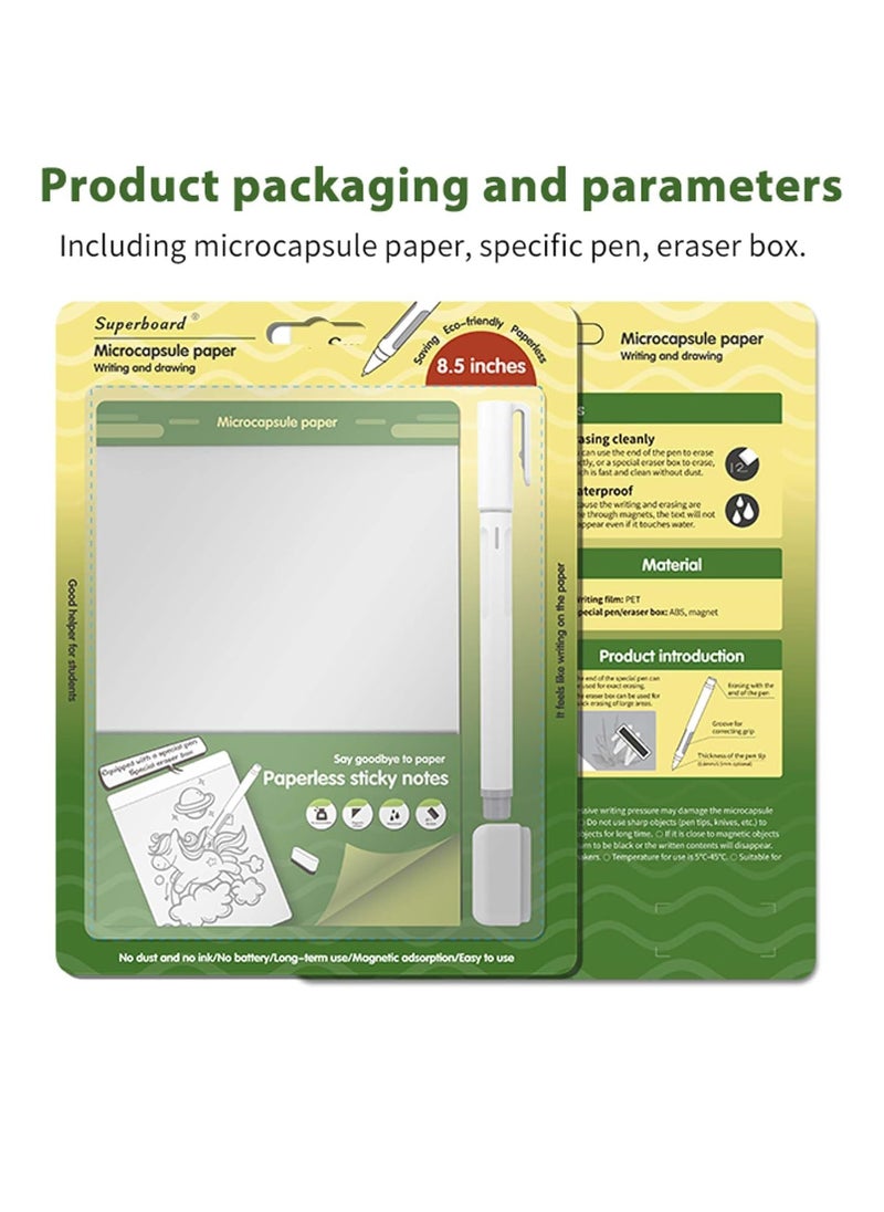 Beauenty - Reusable Notebook Memo Without Ink, Portable Small Sticky Notes for Home School Supplier and Desk Accessories, Magnetic Microcapsule Dry Erase Board（8.5 inches） - Image 1