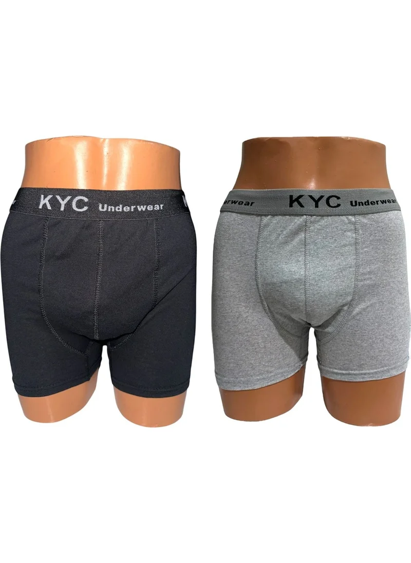 KYC Shopping 2 Pieces Black-Grey Mixed Color 1st Quality Cotton Lycra Combed Flexible Fabric Boxer Briefs