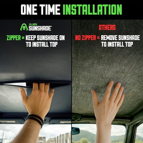 Alien Sunshade ظل شمس أجنبي لسيارة فورد برونكو ظل شمس أسود (2021-2025) - طول كامل لملحقات ظل شمس برونكو قمة بيميني 4 أبواب شبكة بيكيني علوية تحجب الأشعة فوق البنفسجية والرياح والضوضاء - Image 3