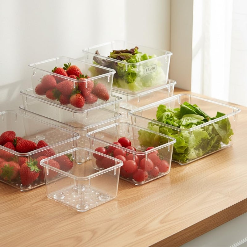 sulfar 7 Pcs Desk Drawer Organizers Trays Set Clear Plastic Storage Bins Bathroom Drawer Tray Dividers Vanity Trays Organizer for Bedroom Dresser Makeup Kitchen Utensil Office - Image 3
