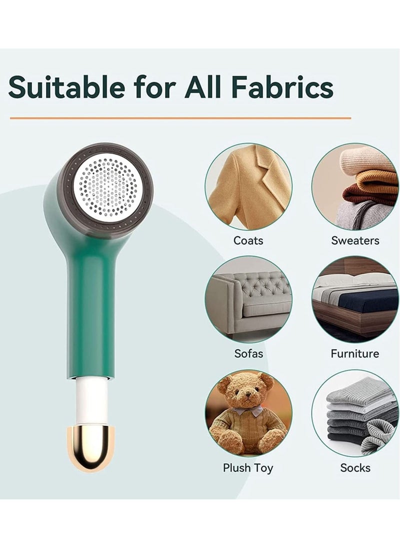 Generic - Fabric Shaver Fuzz Remover, Sweater Shaver, Electric Clothes Lint Remover Fabric Shaver 2 in 1 for Clothes Sweaters Sofas USB Lint Shaver with 2 Lint Rollers and 6-Leaf Blades(Green) - Image 1