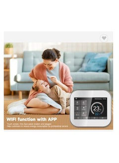 Eazyliv Eazyliv WiFi Smart Fully Touch Screen Display Central Air Conditioner Thermostat Temperature Controller 220V, Tuya App Work With Alexa Echo Google Home (Black Silver Frame)  - Image 2