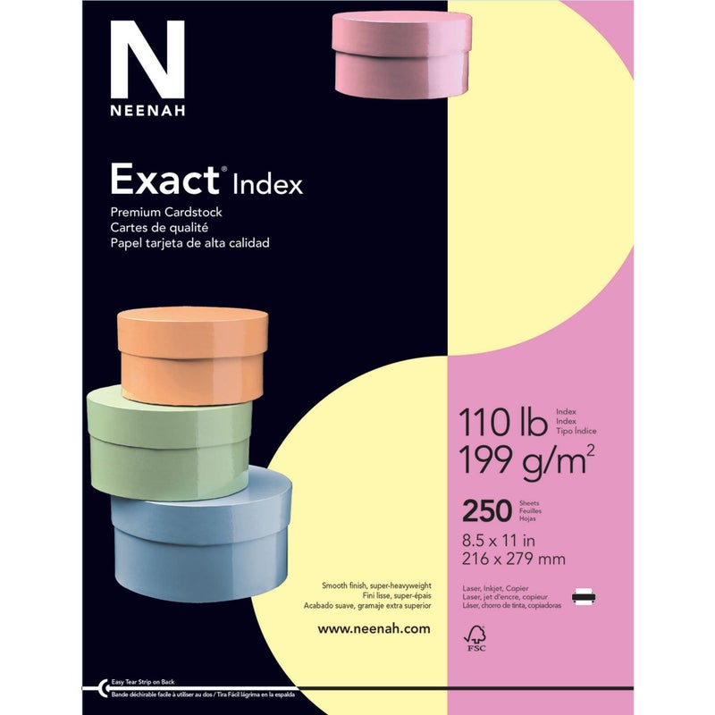 Neenah Wausau Exact Index Cardstock, 110 lb, 8.5 x 11 Inch, Pastel Canary, 250 Sheets (48548) - Image 1