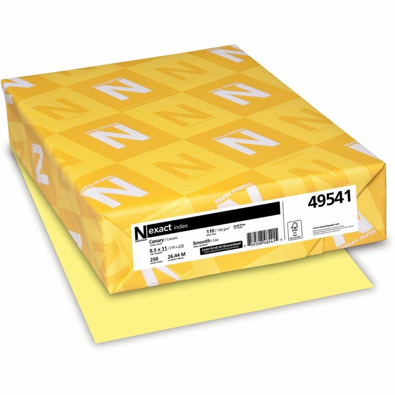 Neenah Wausau Exact Index Cardstock, 110 lb, 8.5 x 11 Inch, Pastel Canary, 250 Sheets (48548) - Image 2