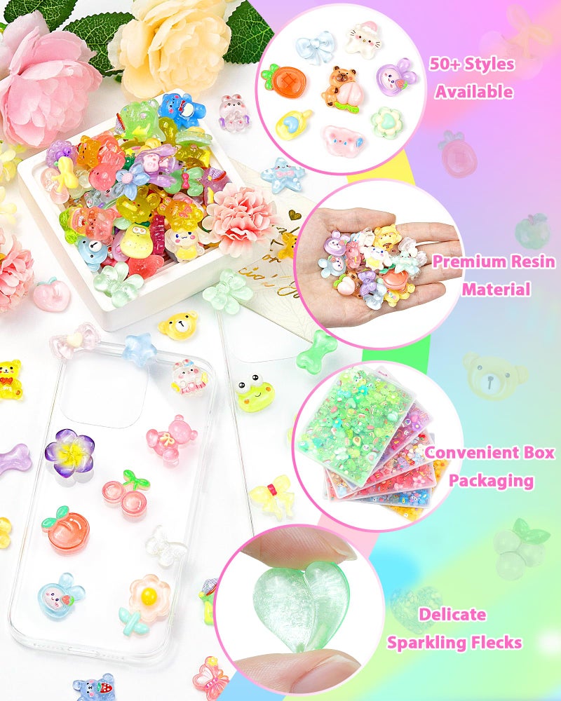 FIVEIZERO 100PCS FIVEIZERO Cute Slime Charms Bulk Set â€“ Kawaii Flatback Resin Charms for Crafts, Mini Decoden Acrylic Embellishments for Phone Junk Cases, Scrapbooking & DIY Decoration (Purple) - Image 3