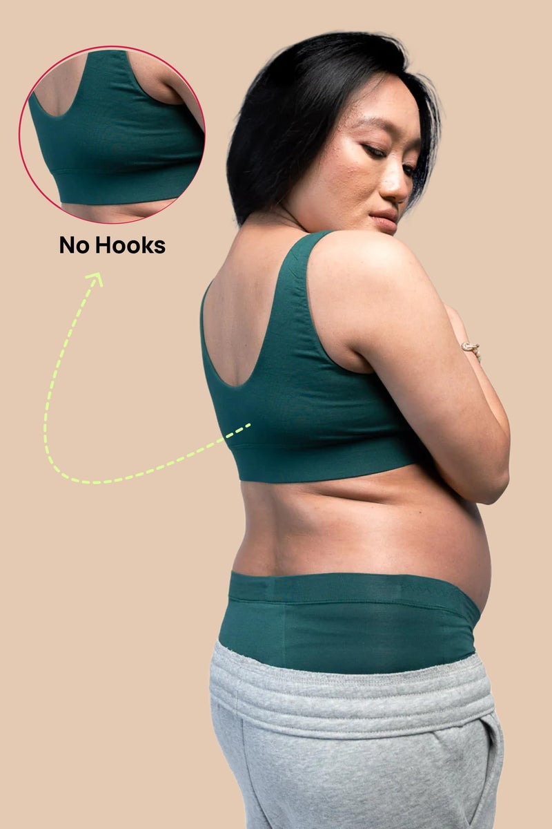 Circus &Circus Maternity Bra | Nursing Bra for Women | Pull Down Feeding Bra | Non Padded Bra for Women Slip On | Tencel Micromodal | Racing Green, M - Image 4