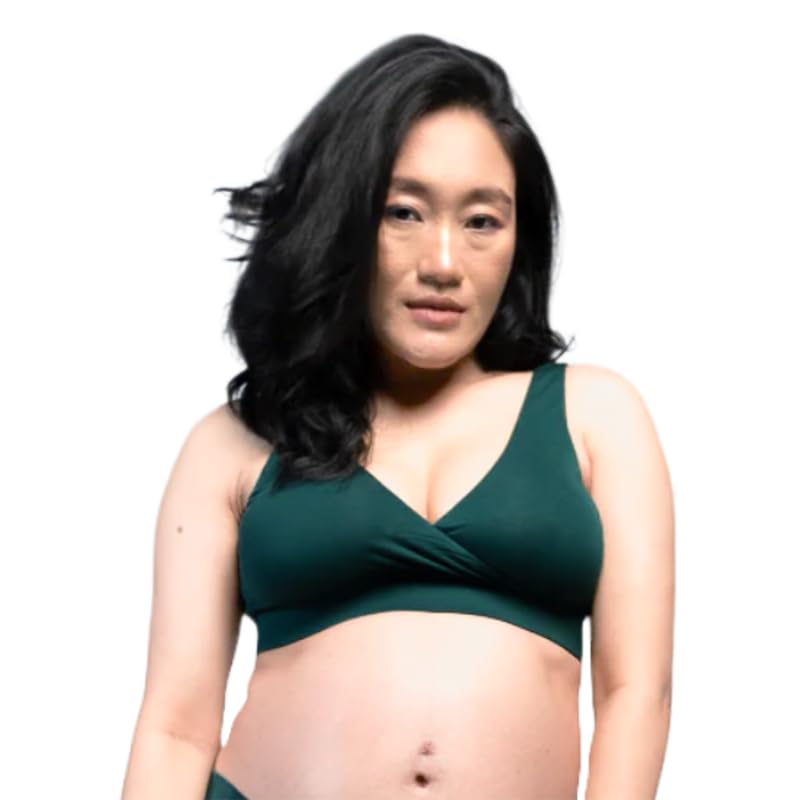 Circus &Circus Maternity Bra | Nursing Bra for Women | Pull Down Feeding Bra | Non Padded Bra for Women Slip On | Tencel Micromodal | Racing Green, M - Image 1