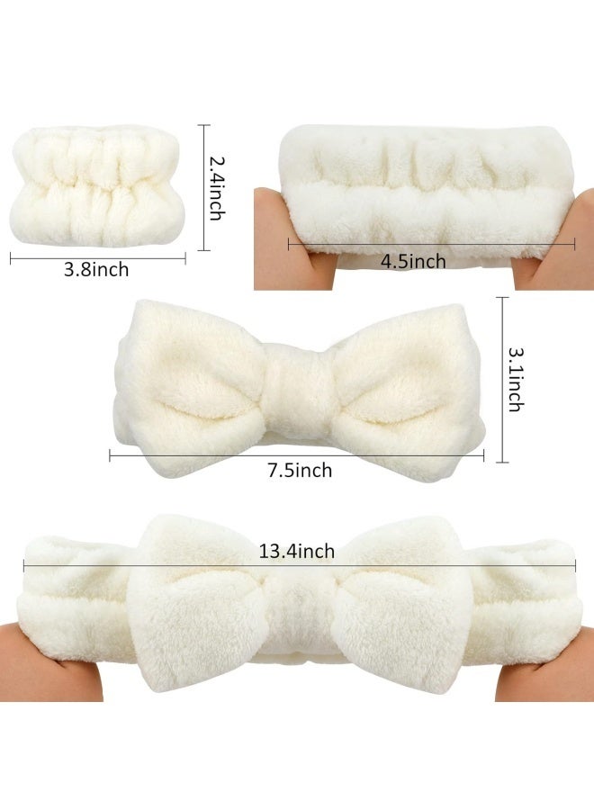 3 Pack Spa Headband with Wrist Washband Face Wash Set,Skincare Makeup Headband and Wristband Towel Scrunchies for Washing Face, Sleepover Party Supplies for Girls(Beige,Gray,Pink) - Image 5