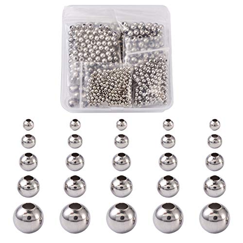 Mega Pet 1000pcs 304 Stainless Steel Round Beads Metal Smooth Rondelle Loose Spacer Ball Beads 3mm 4mm 5mm 6mm 8mm for DIY Jewelry Crafts Making Hole:1-3mm - Image 1