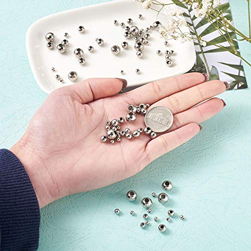 Mega Pet 1000pcs 304 Stainless Steel Round Beads Metal Smooth Rondelle Loose Spacer Ball Beads 3mm 4mm 5mm 6mm 8mm for DIY Jewelry Crafts Making Hole:1-3mm - Image 4