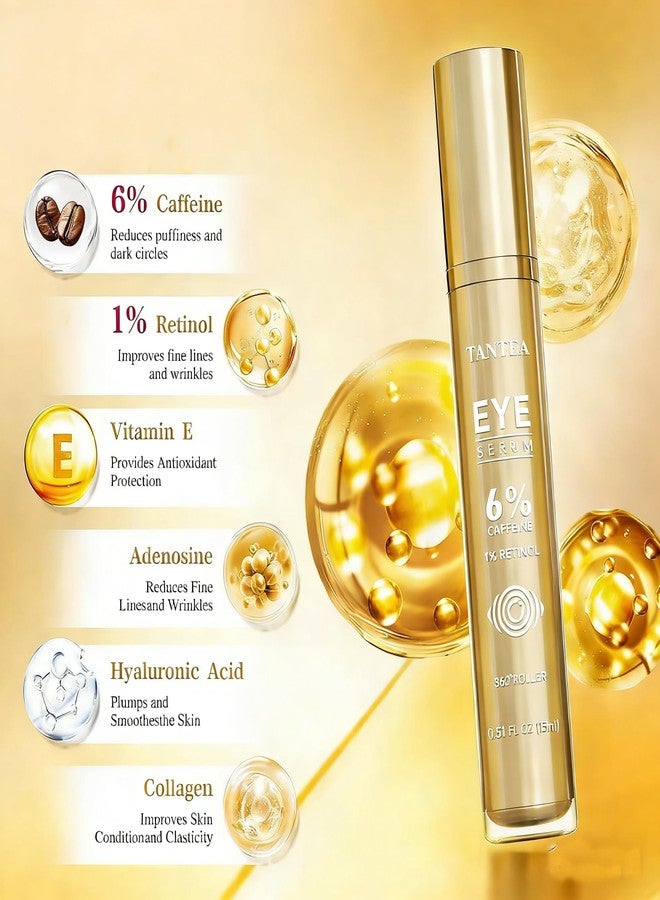 Tantea 6% Caffeine Eye Cream for Dark Circles & Puffiness, 1% Retinol Eye Serum for Under Eyes Bags, Anti-Aging Eyes Cream for Men and Women (0.52 Fl - Image 4