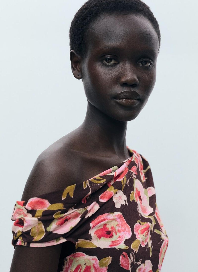 MANGO - Floral Blouse With Asymmetrical Neck - Image 1