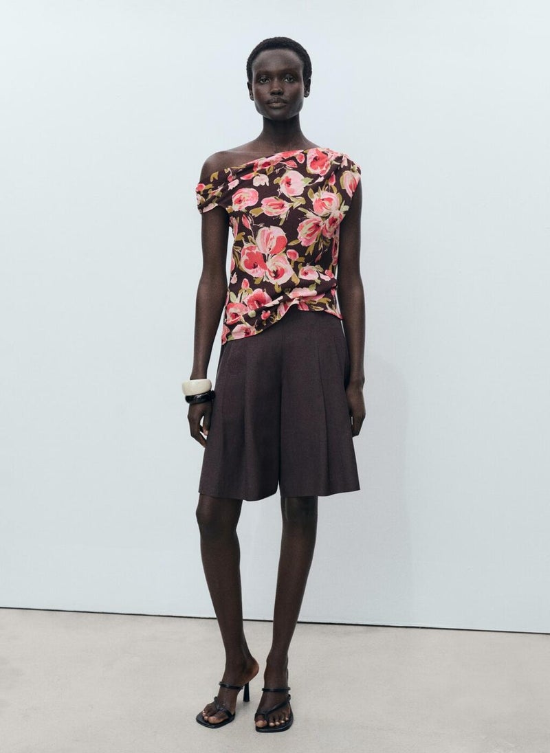 MANGO - Floral Blouse With Asymmetrical Neck - Image 1