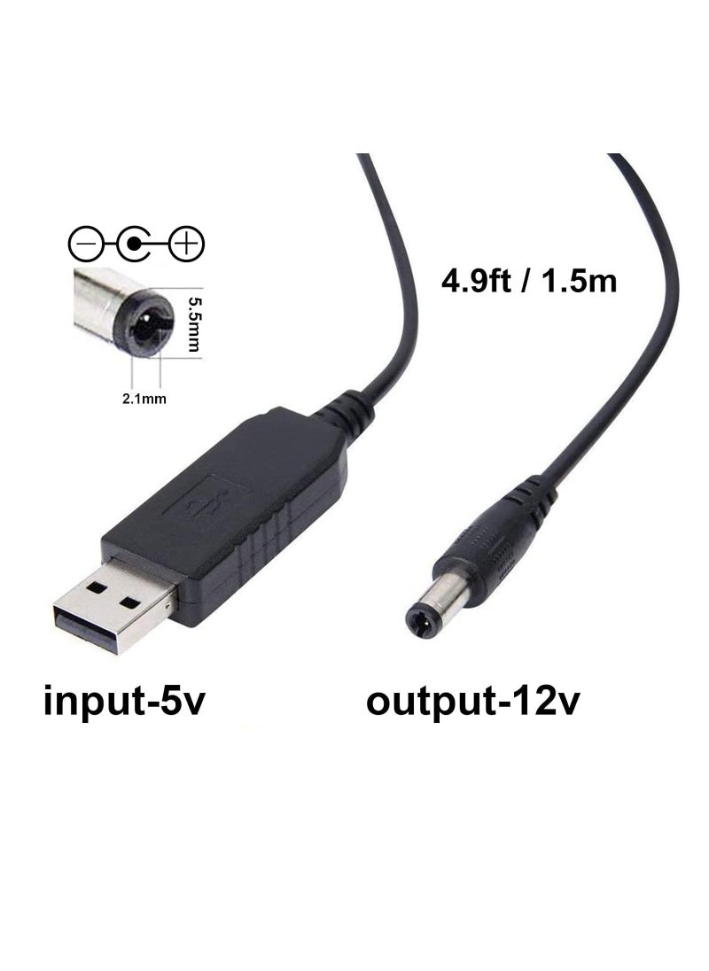 Generic - USB DC 5V to 12V Router Cable Step Up Power Cable Power Supply USB Cable Output DC-12V - Black - Image 1