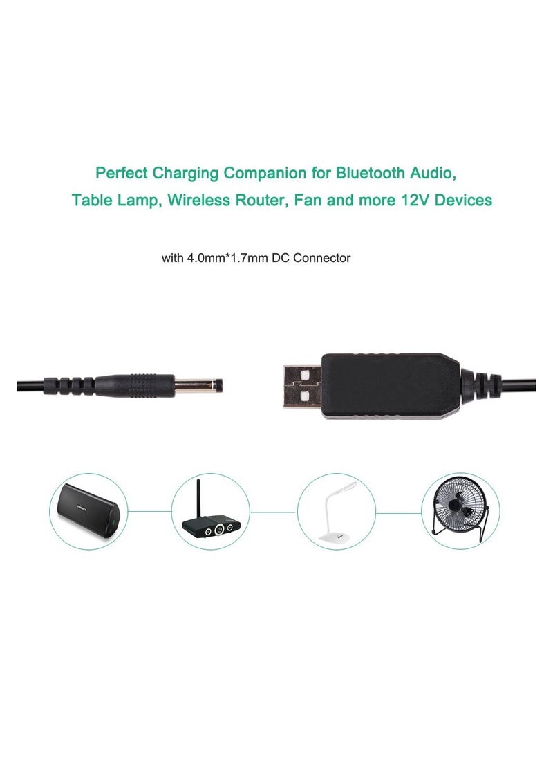 Generic - USB DC 5V to 12V Router Cable Step Up Power Cable Power Supply USB Cable Output DC-12V - Black - Image 1