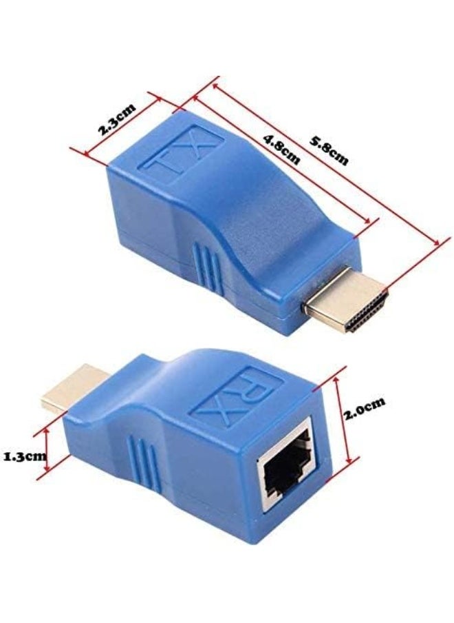 HDMI Extender Over Single CAT6 Cable – 30M 1080P Full HD – Plug & Play with Power Adapters – Lightweight Plastic Design – For TV, CCTV, Projectors  - Image 2
