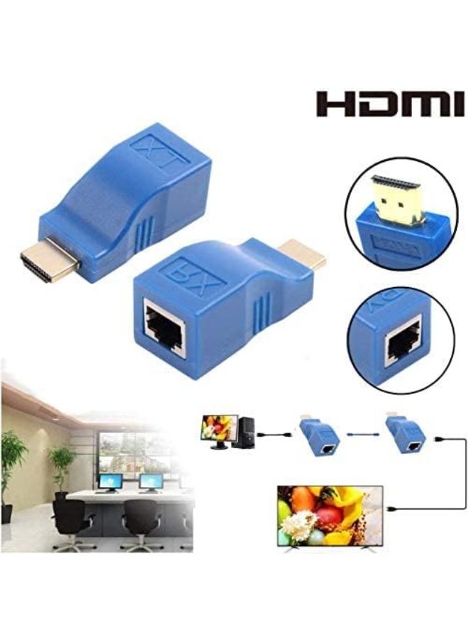 HDMI Extender Over Single CAT6 Cable – 30M 1080P Full HD – Plug & Play with Power Adapters – Lightweight Plastic Design – For TV, CCTV, Projectors  - Image 3