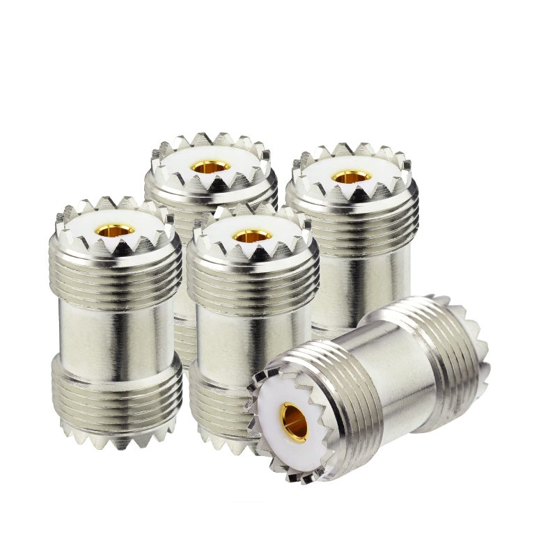 Superbat SO239 Barrel Connector 5-Pack UHF PL259 Female to Female Coax Coaxial Adapter Coupler for CB Ham Radio Antenna SWR Meter Cable - Image 1