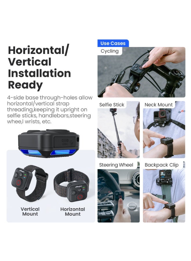 aMagisn جهاز تحكم عن بعد بلوتوث لكاميرات الحركة متوافق مع سلسلة Insta360 وHero، يدعم iOS وAndroid، مقاوم للماء، مدى طويل 50 متر، قابل للتثبيت المتعدد - Image 4