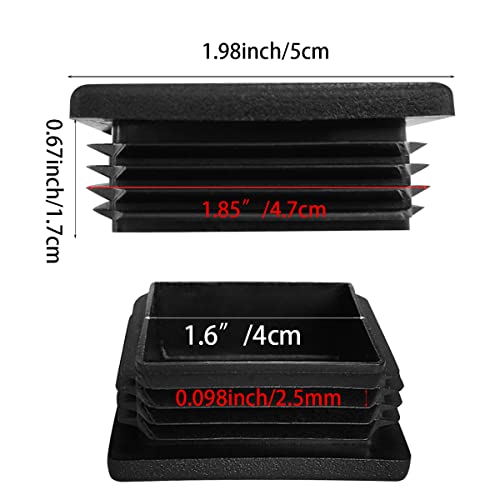 FRIGIIRE (Pack of 10)2" Square Tubing Black Plastic Plug,2 Inch End Cap 2"x2" 2x2 Fence Post Pipe Cover Tube Chair Glide Insert Finishing Plug - Image 3