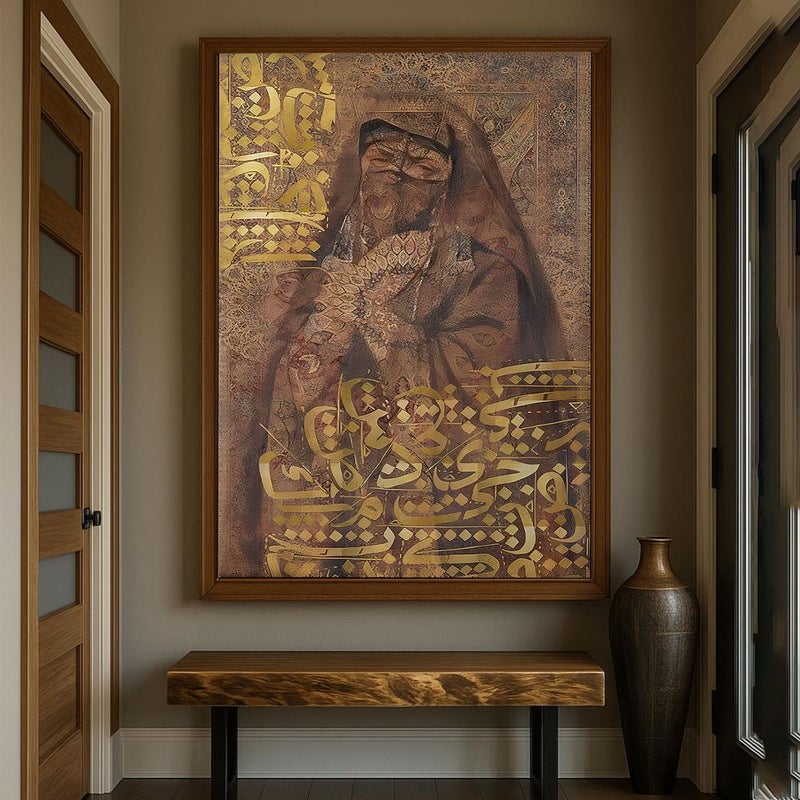 ماركتنا لوحة قماشية بتصميم الخط العربي مع برواز مجوف مقاس (120x80) قطعة واحدة - Image 3