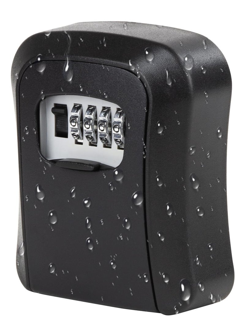 SYOSI Wall Mounted Waterproof Key Storage Lock Box for Home Office Warehouse Black 4.6x4x1.4 inch - Image 1