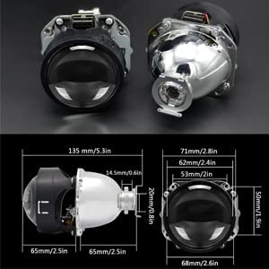 YUFANYA 2.5 Inch H1 8.1 Ver Bixenon Projector Lens High&Low Beam Function with Black Shrouds Mask,Fit for H1 H4 H7 Car Motorcycle Retrofit - Image 4
