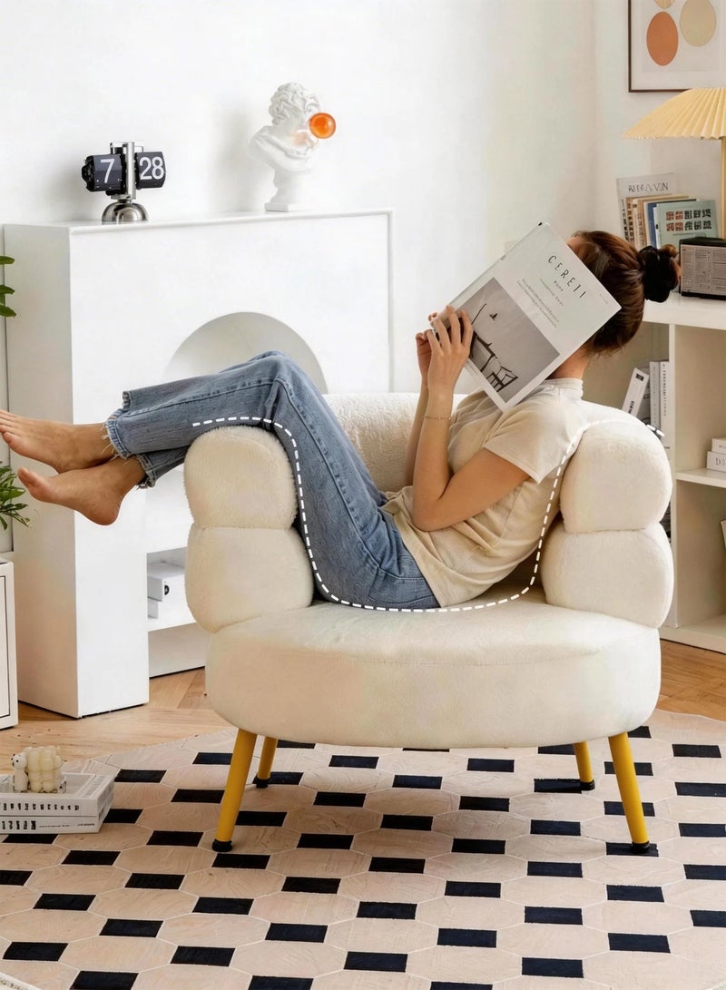 TELANPU Modern Boucle Accent Chair, Fabric Dressing Chair Suitable for Bedroom Living Room Study Room with Scandi-Style Legs（Golden Legs） - Image 3